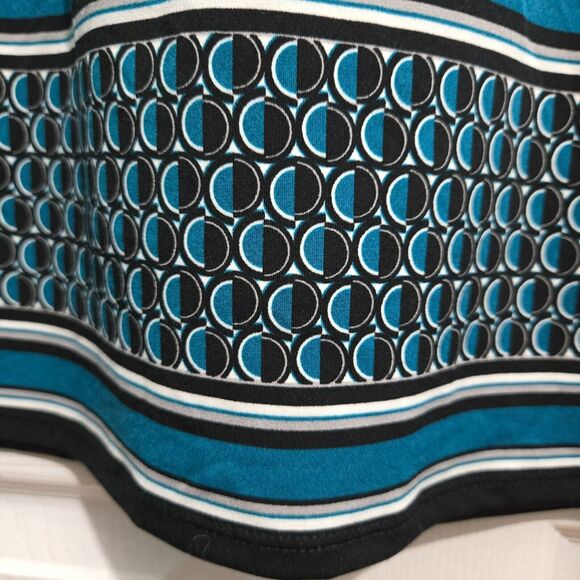 White House Black Market Women XS Black Blue Geometric Shift Dress - Picture 7 of 15
